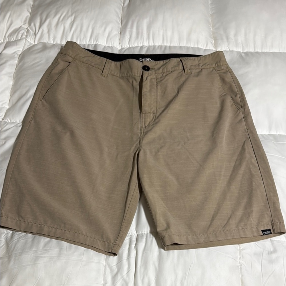 DEEP Tan Flat Front Shorts with Clean Design 9”